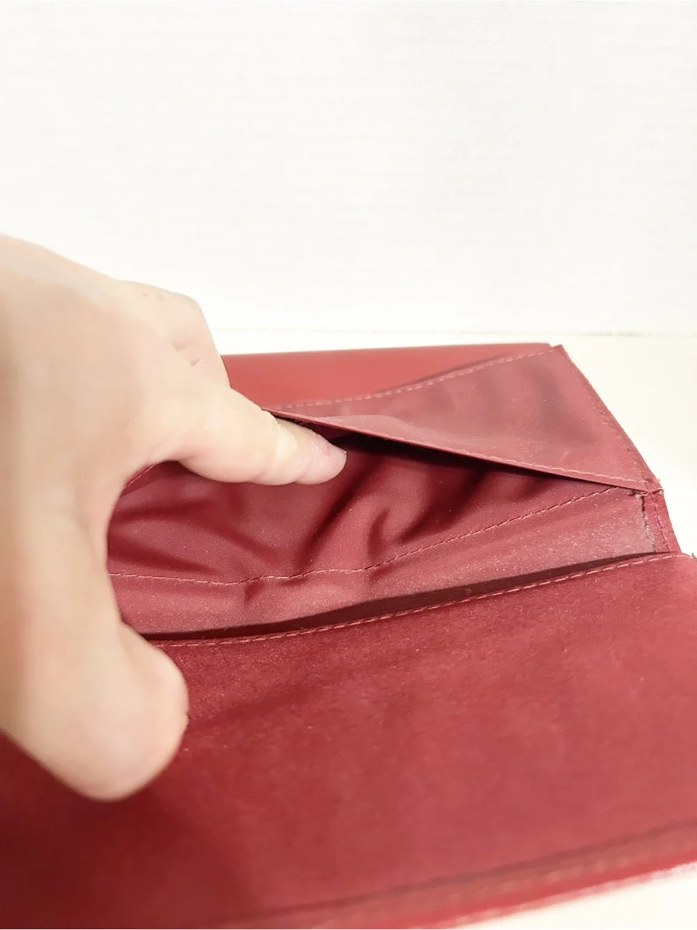 DOPP Genuine Leather Long Bifold Envelope Style Wallet Clutch Red Smooth Leather